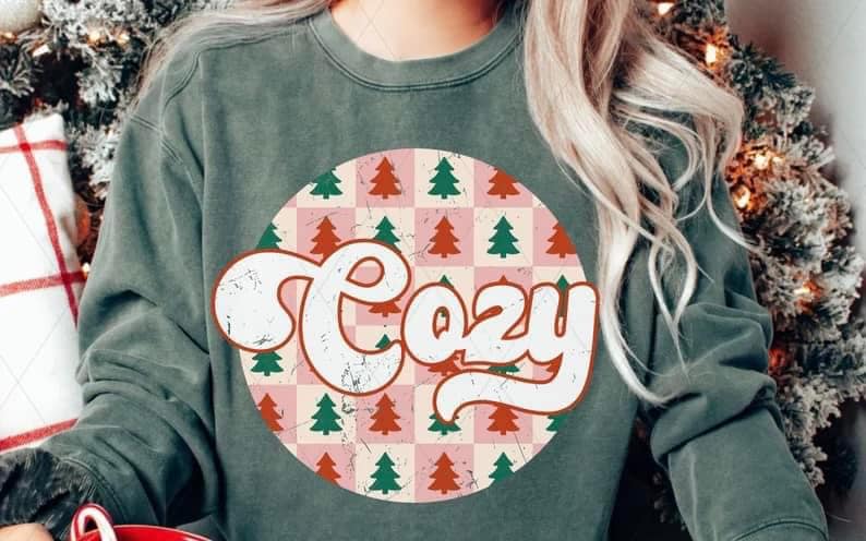 Cozy w/Christmas Trees Tee/Sweatshirt