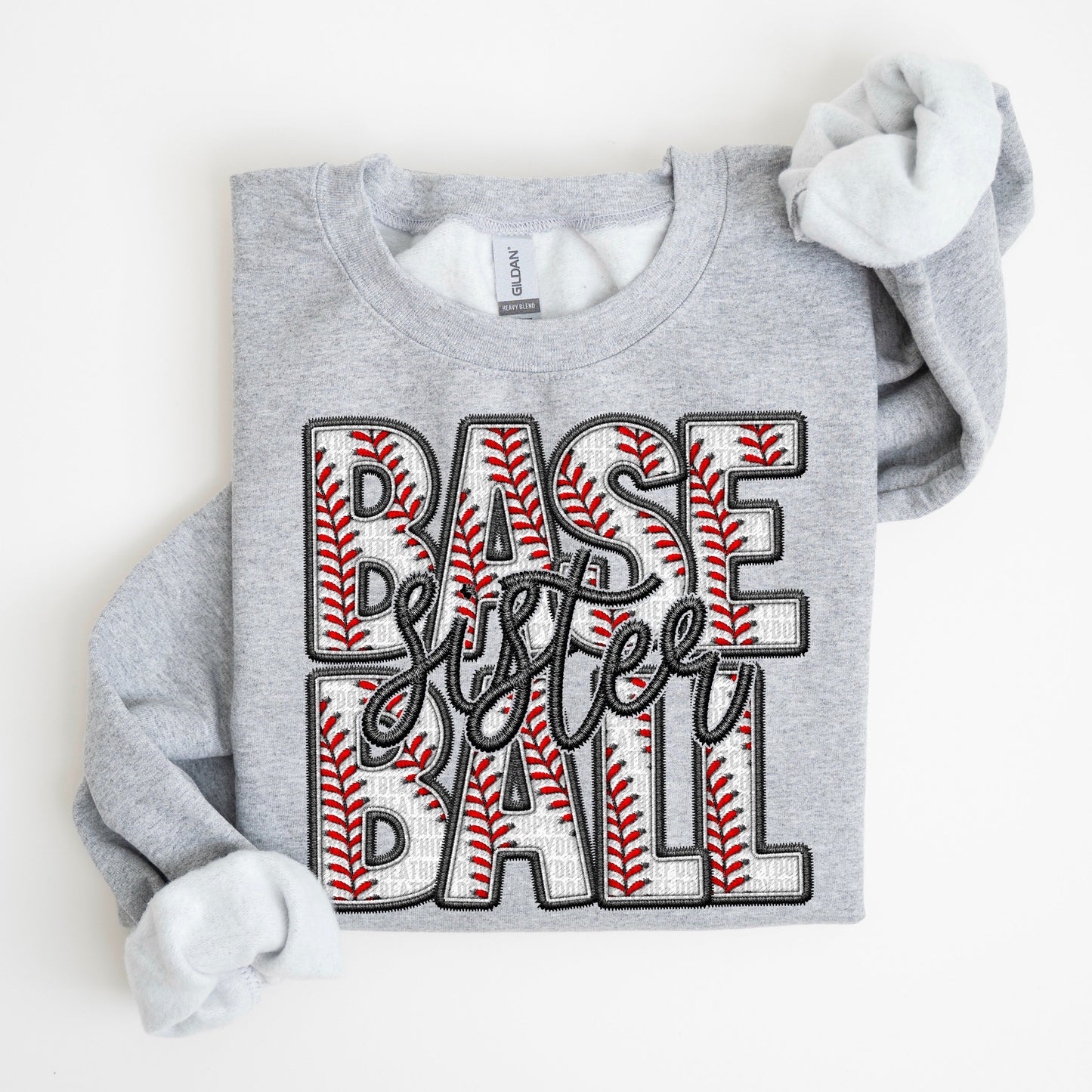 Baseball Family Member Sweatshirt FAUX embroidery - Multiple Styles