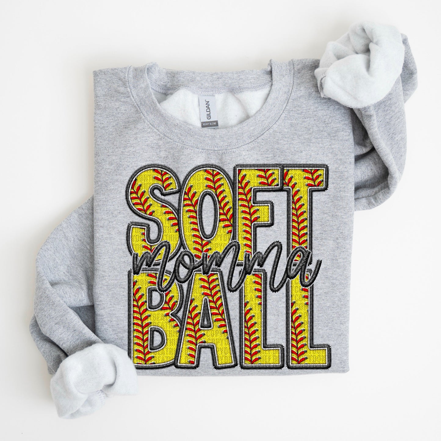 Softball Family Member Sweatshirt FAUX embroidery - Multiple Styles