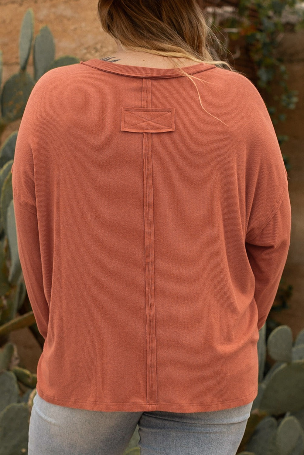 Orange Plus Size Long Sleeve Top LT