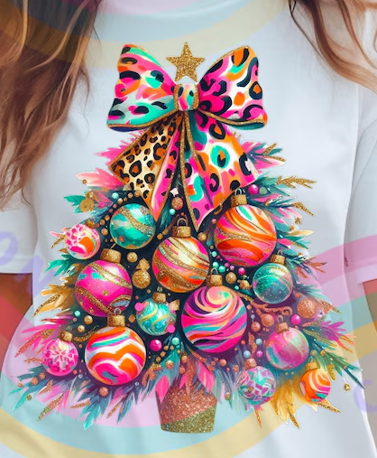 Colorful Glitter Christmas Tree Tee