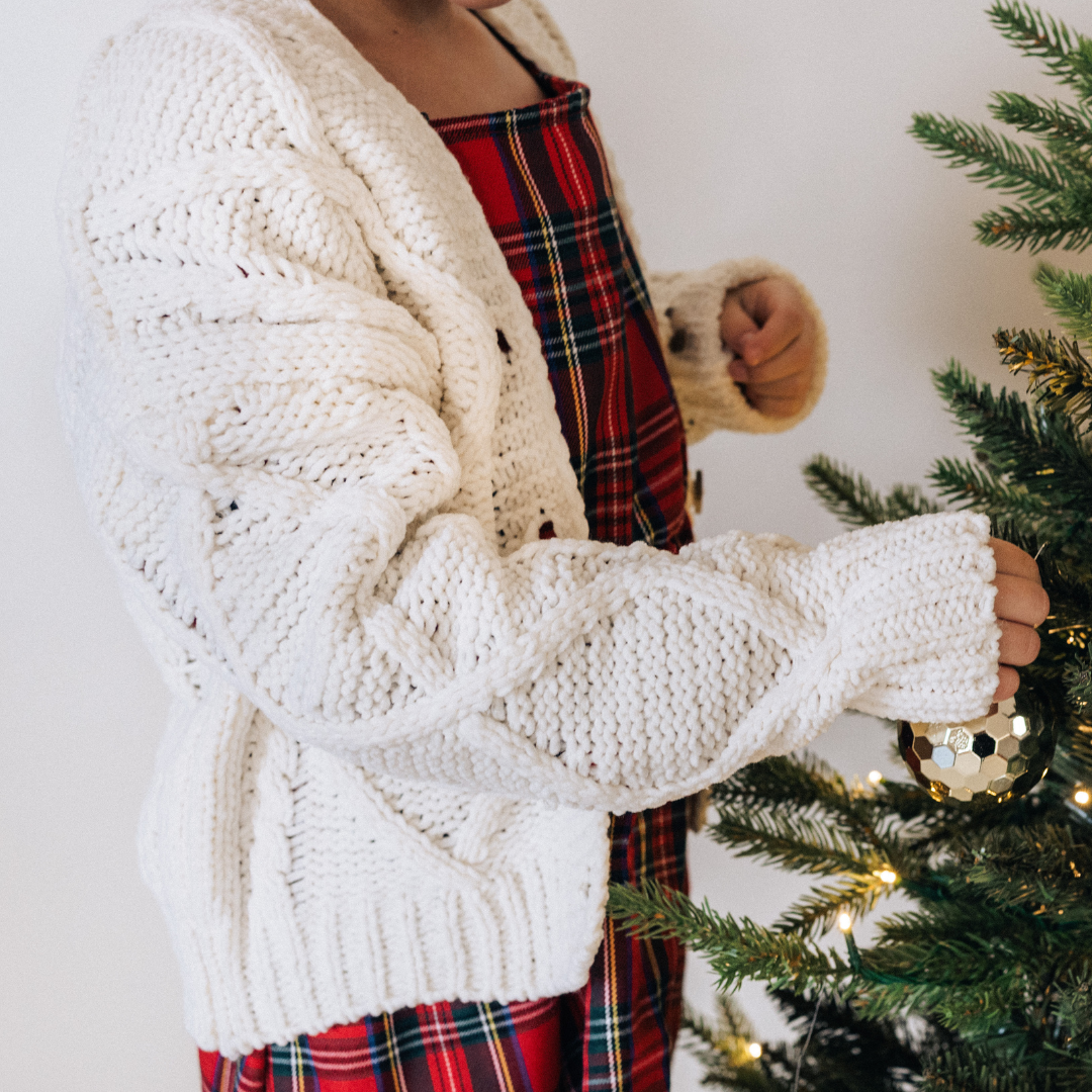 Ivory Cable Knit Cardigan- Child