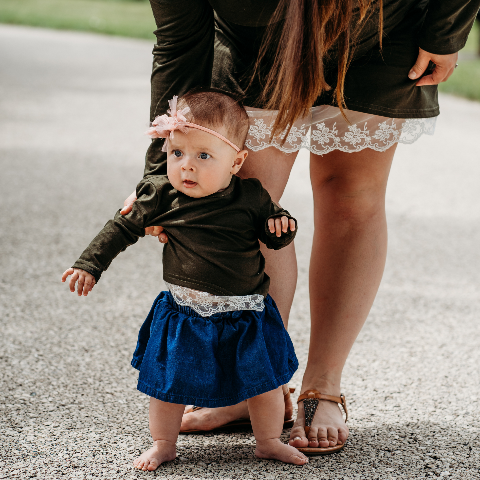 Olive Green Lace Mommy & Me Tops- Child's