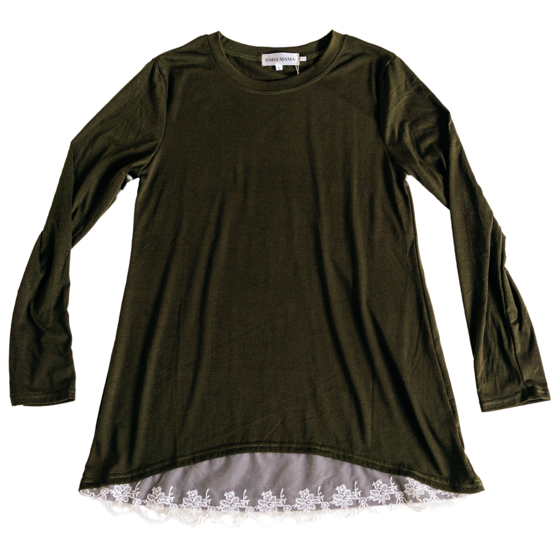 Olive Green Lace Mommy & Me Tops - Women