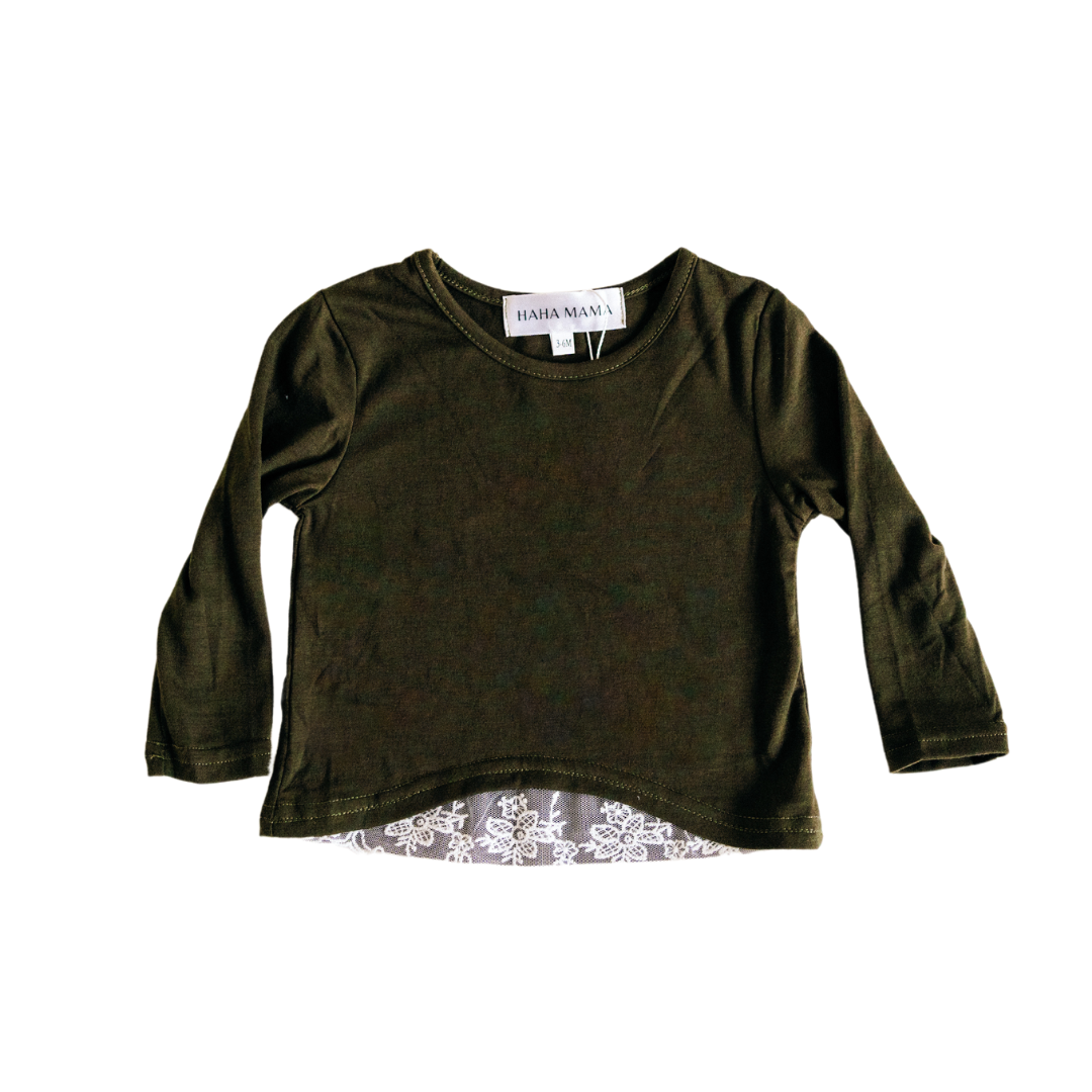 Olive Green Lace Mommy & Me Tops - Infant